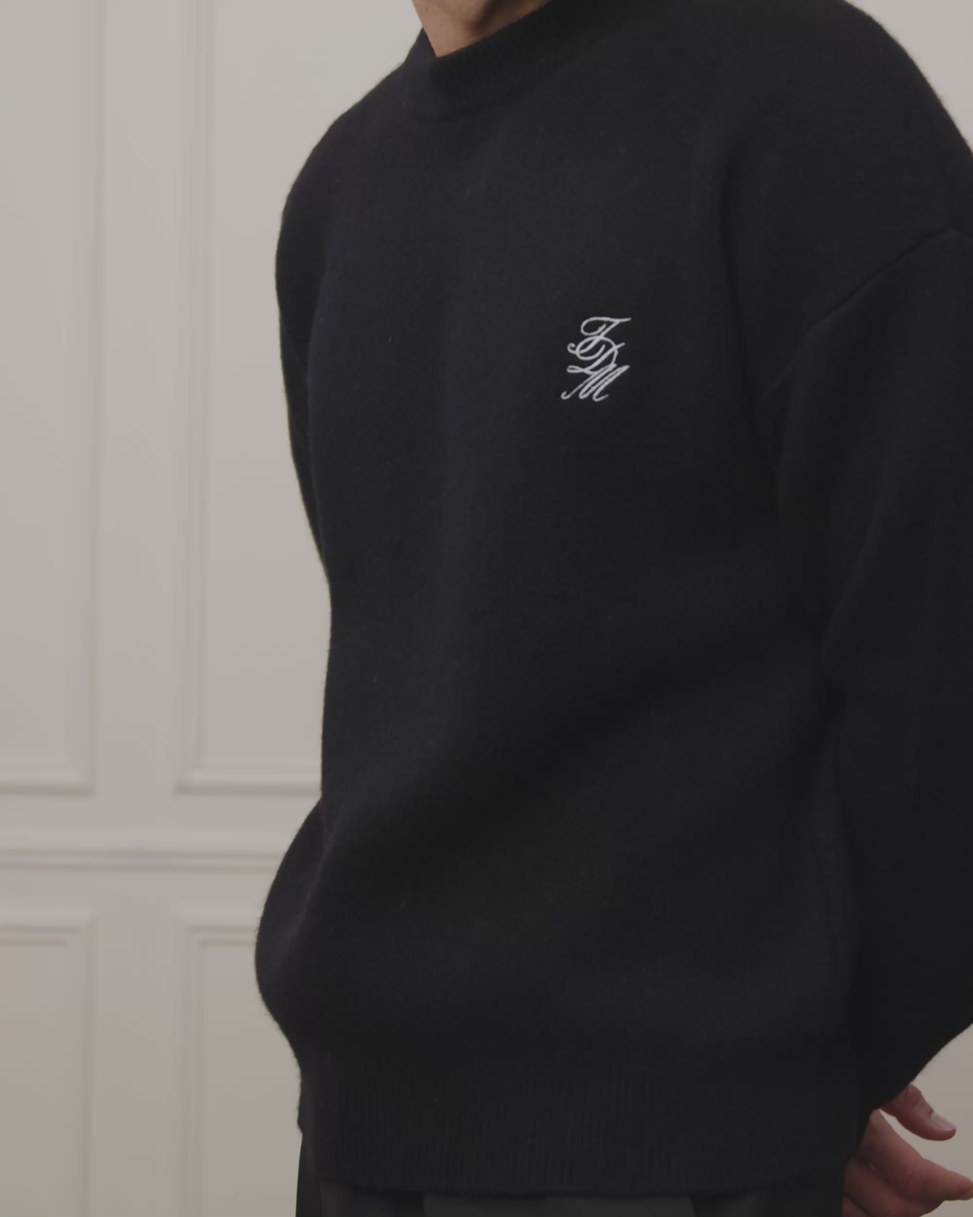 The Alpaca Jacquard Knitted Sweater - Black – Tête de Mule